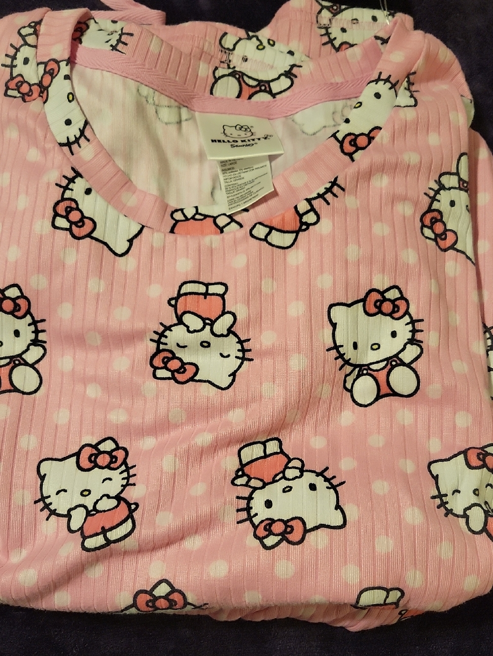 Sanrio Hello Kitty Pink Polka Dot Sleepwear Top